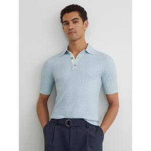 REISS Era Textured-Knit Half-Button Polo Shirt